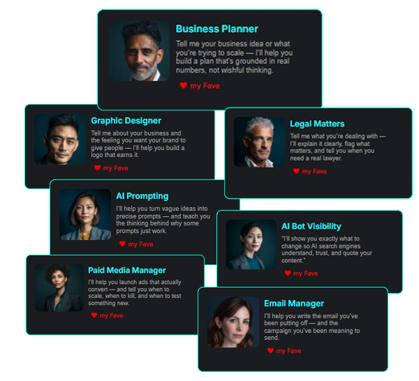A curated team of specialist AI assistants for small business